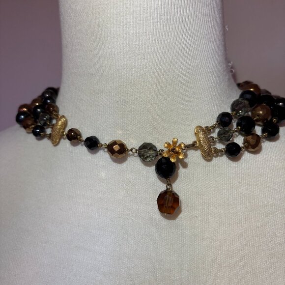 Vintage De Mario Multi Strand Crystal Bead Necklace - Picture 4 of 4